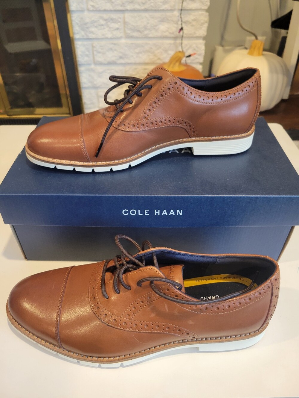 NWT Mens Size 8 Cole Haan Grand+ Oxford Dress Shoes British Tan